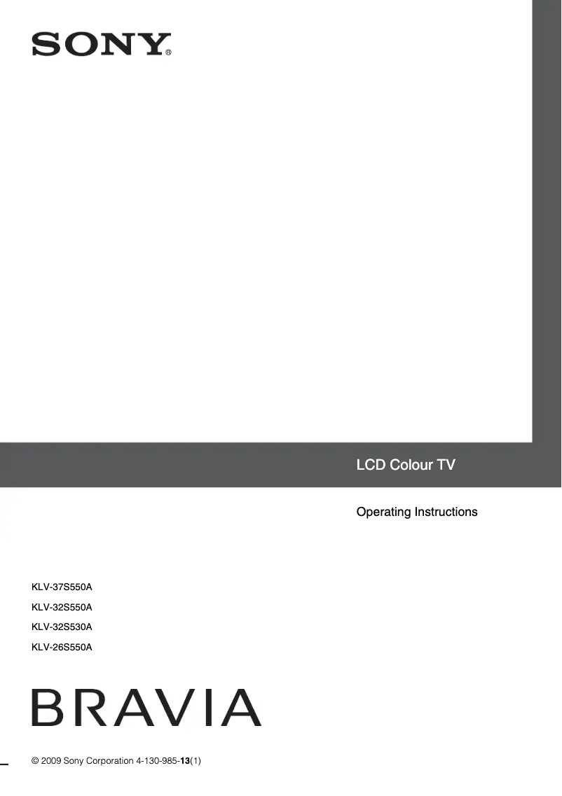 Page 1 de la notice Manuel utilisateur Sony Bravia KLV-26S550A