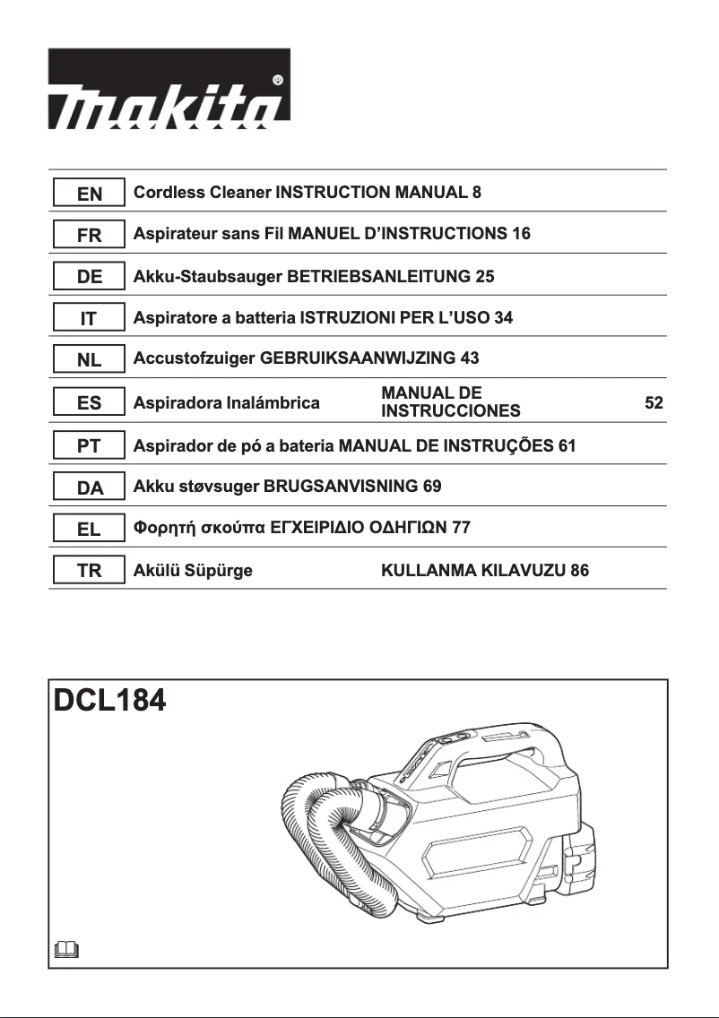 Image de la première page du manuel de l'appareil DCL184Z
