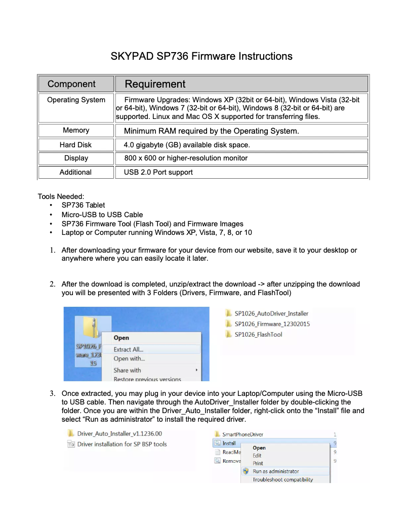Page 1 de la notice Instructions / montage Skytex Skypad 7s