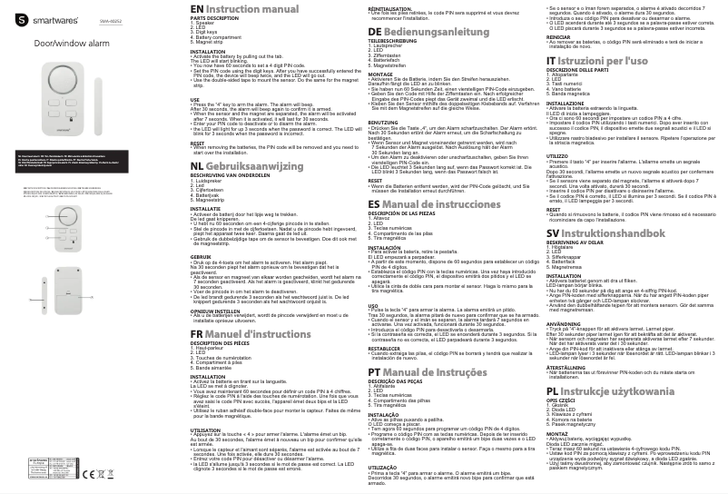 Page n°1 - Manuel utilisateur Smartwares SMA-40252