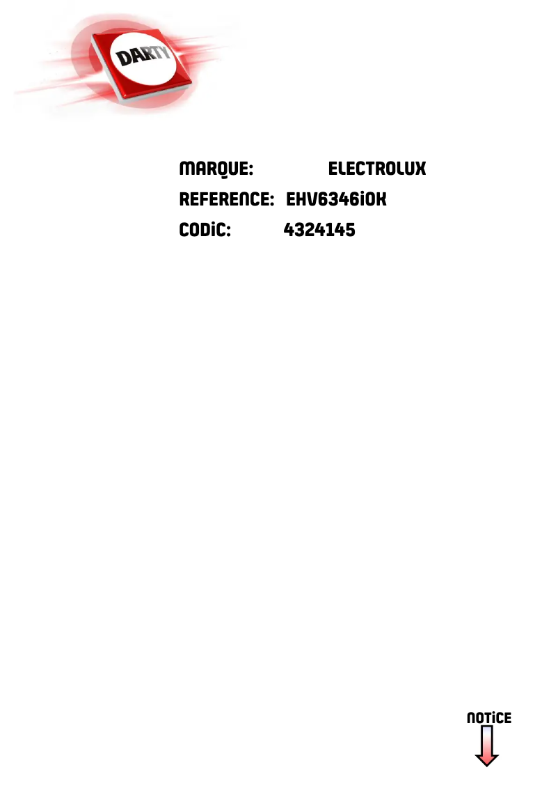 Page 1 de la notice Manuel utilisateur Electrolux EHV6343IOK