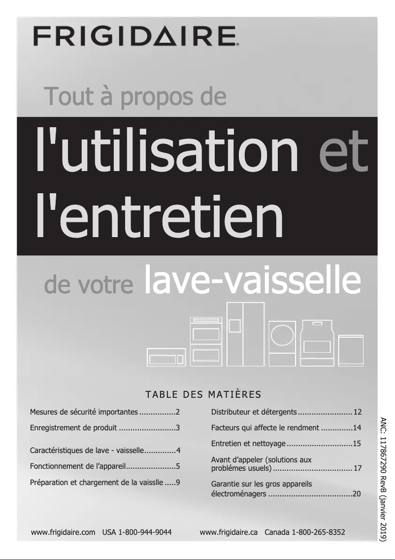 Page n°1 - Manuel utilisateur Frigidaire LFID2459VF