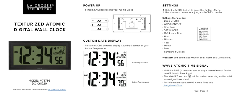 Page 1 de la notice Guide de démarrage rapide La Crosse Technology M78786