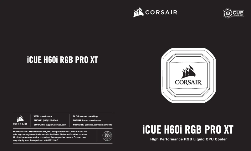 Page 1 de la notice Manuel utilisateur Corsair iCUE H60i
