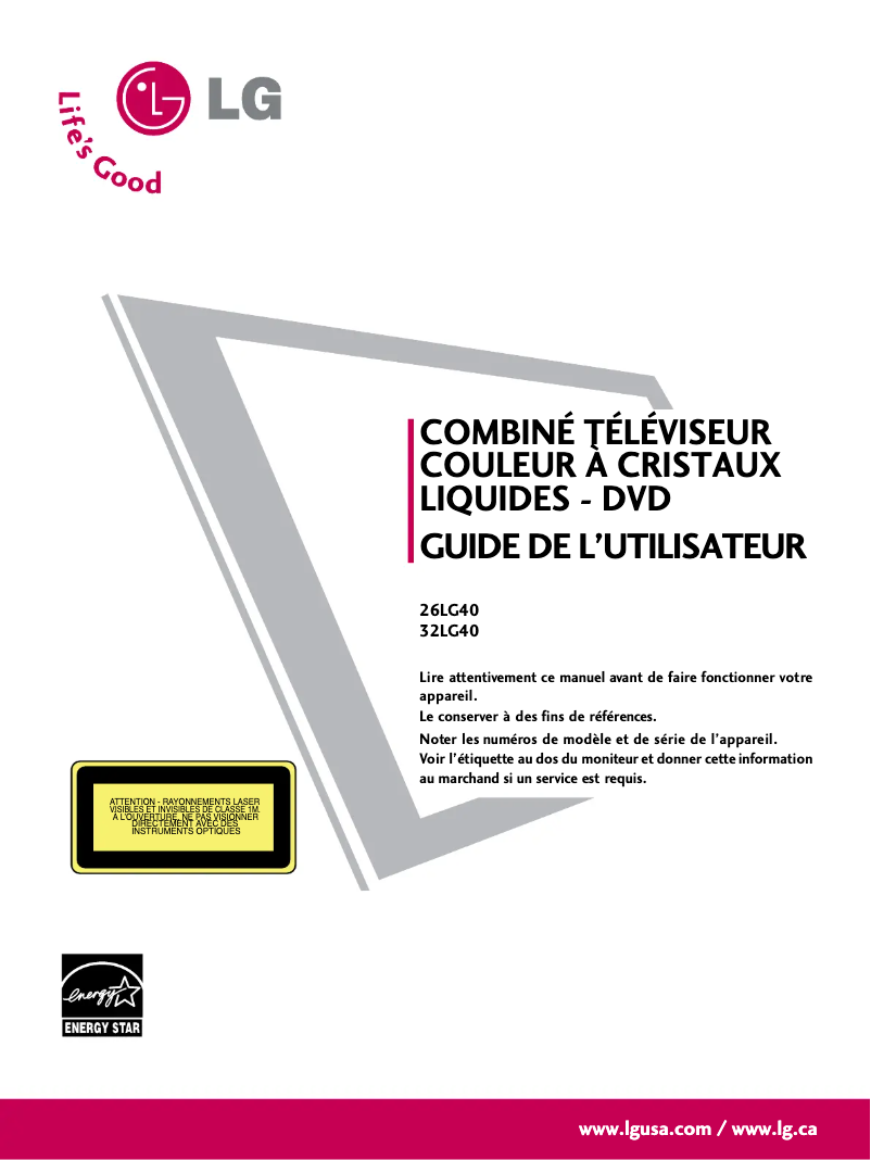 Page n°1 - Manuel utilisateur LG 32LG40