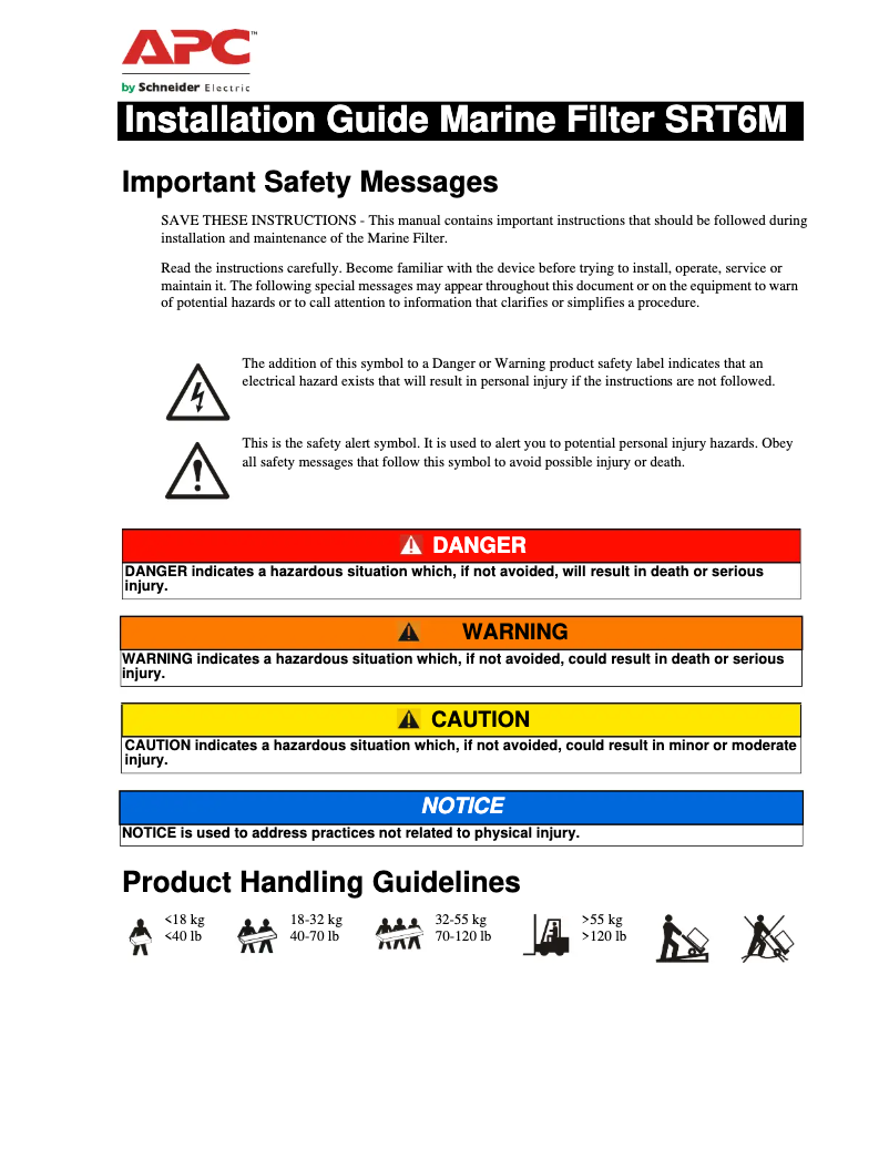 Page 1 de la notice Manuel utilisateur APC Marine SRT6M
