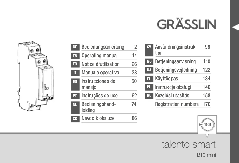 Page n°1 - Manuel utilisateur Grässlin talento smart B10 mini