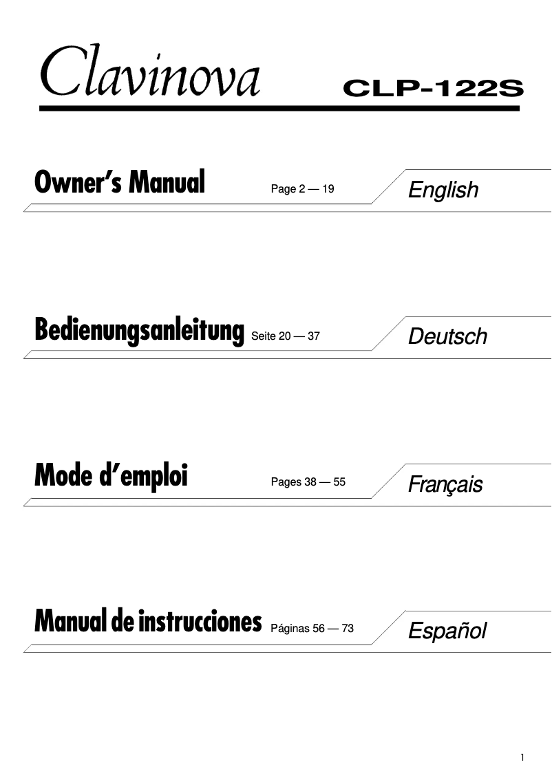 Page 1 de la notice Manuel utilisateur Yamaha Clavinova CLP-122S