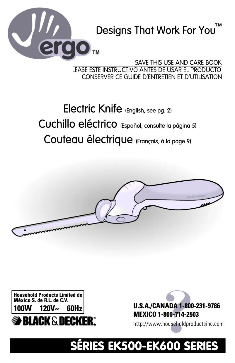 Page n°1 - Manuel utilisateur Black & Decker EK600