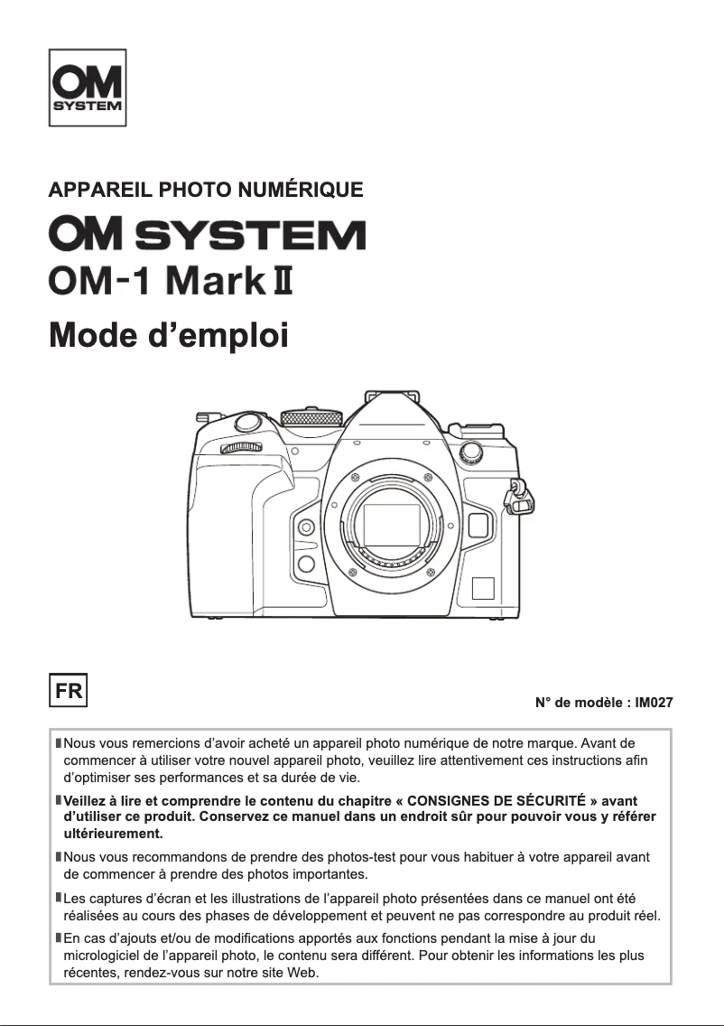 Image de la première page du manuel de l'appareil OM-1 Mark II