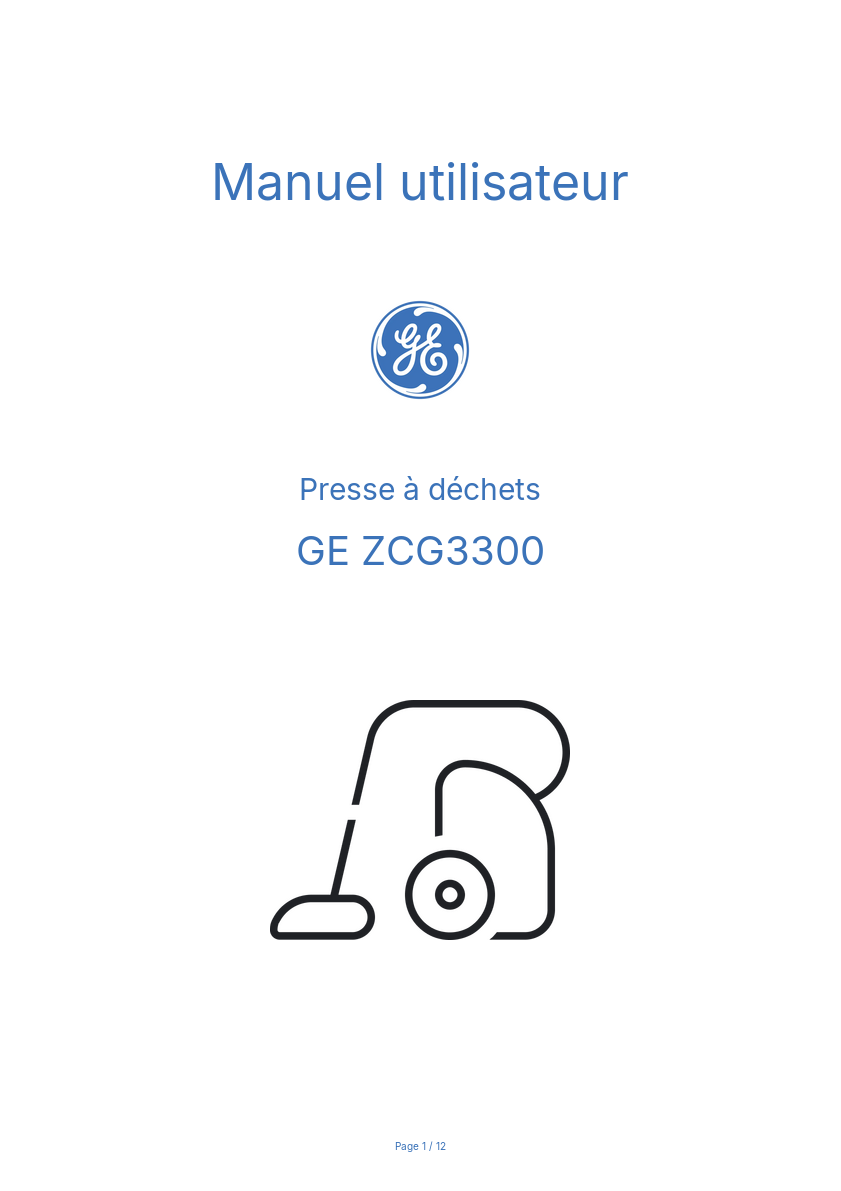 Image de la première page du manuel de l'appareil ZCG3300
