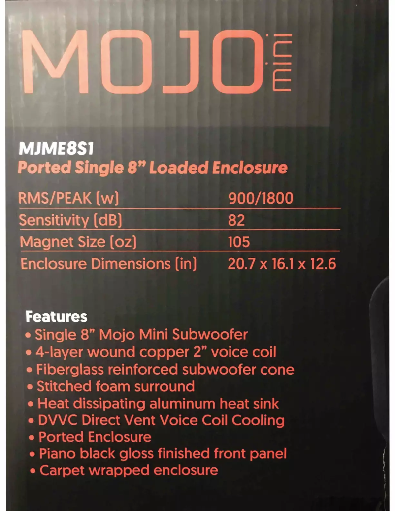 Page 1 de la notice Manuel utilisateur Memphis Audio MJME8S1