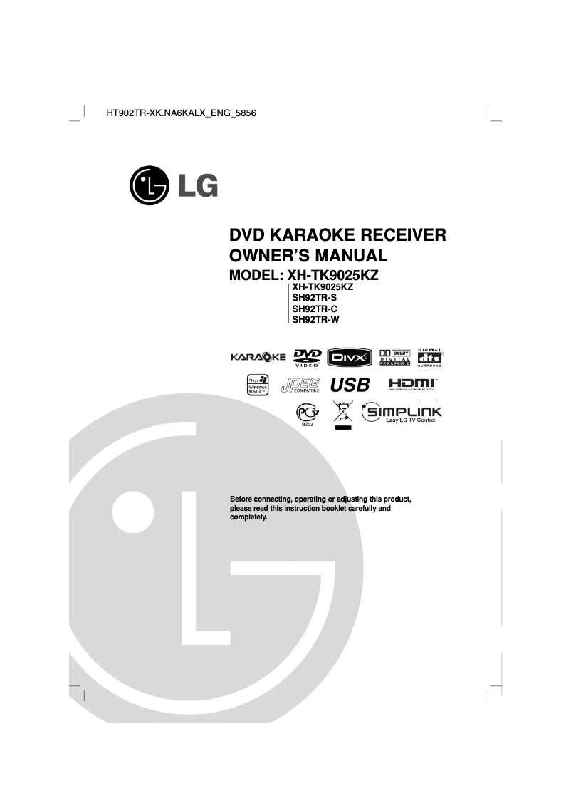 Page n°1 - Manuel utilisateur LG XH-T9029X