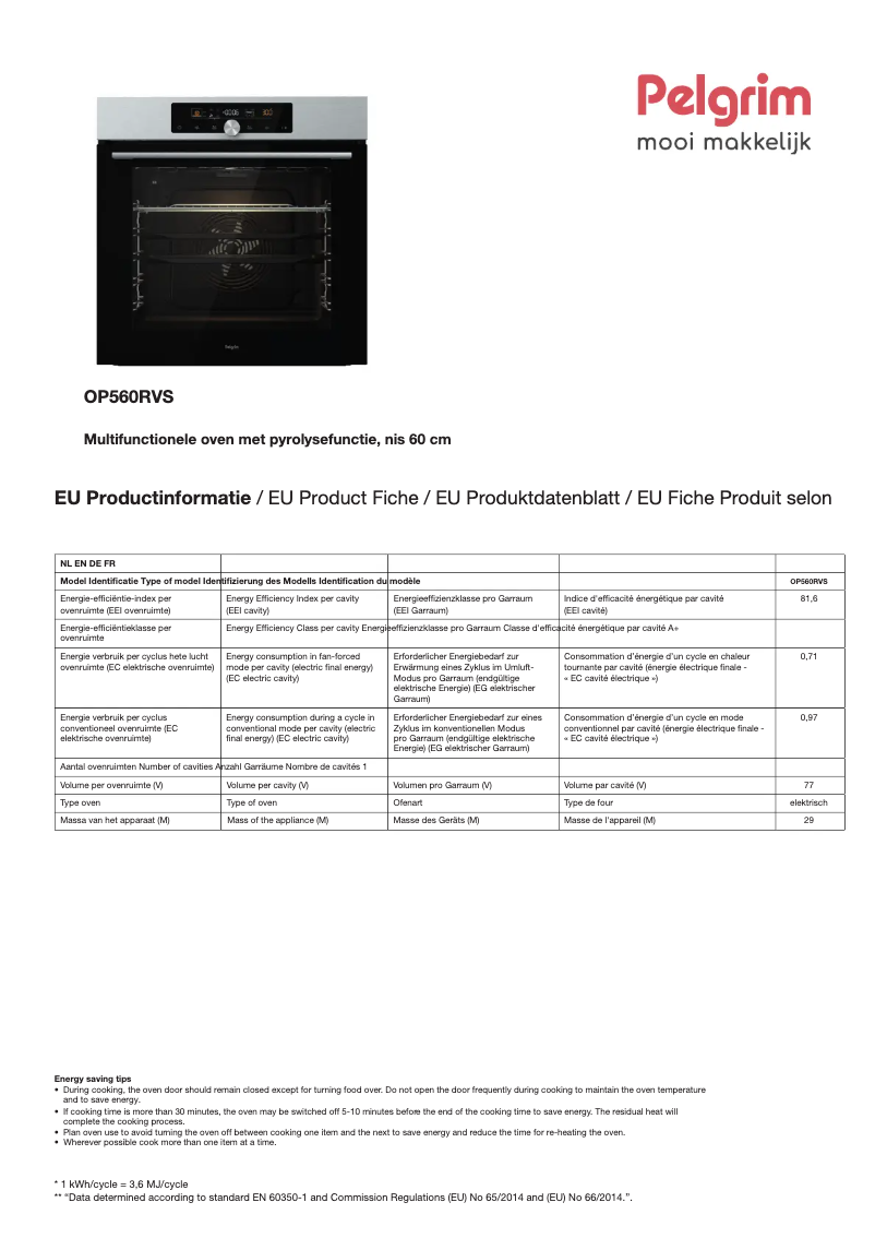 Image de la première page du manuel de l'appareil OP560RVS