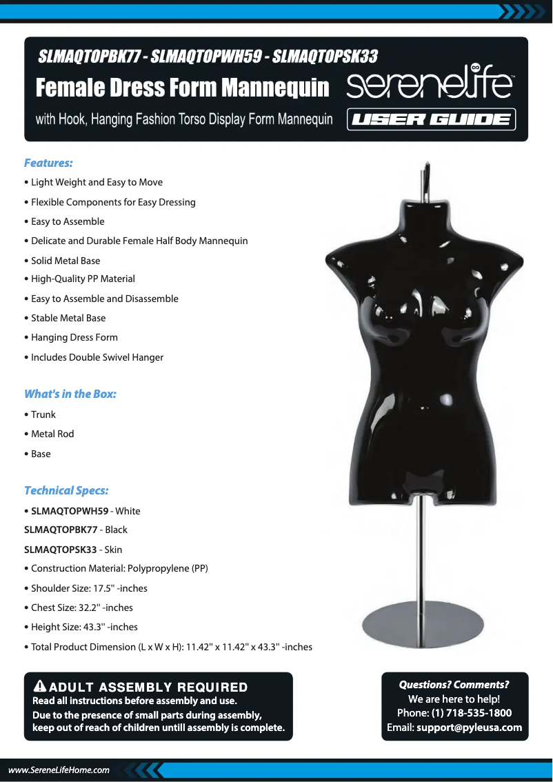 Page 1 de la notice Manuel utilisateur SereneLife SLMAQTOPBK77