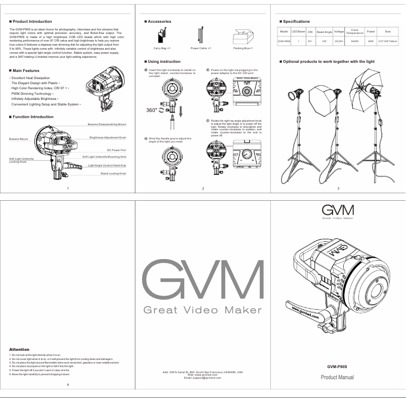 Page 1 de la notice Manuel utilisateur GVM P80S