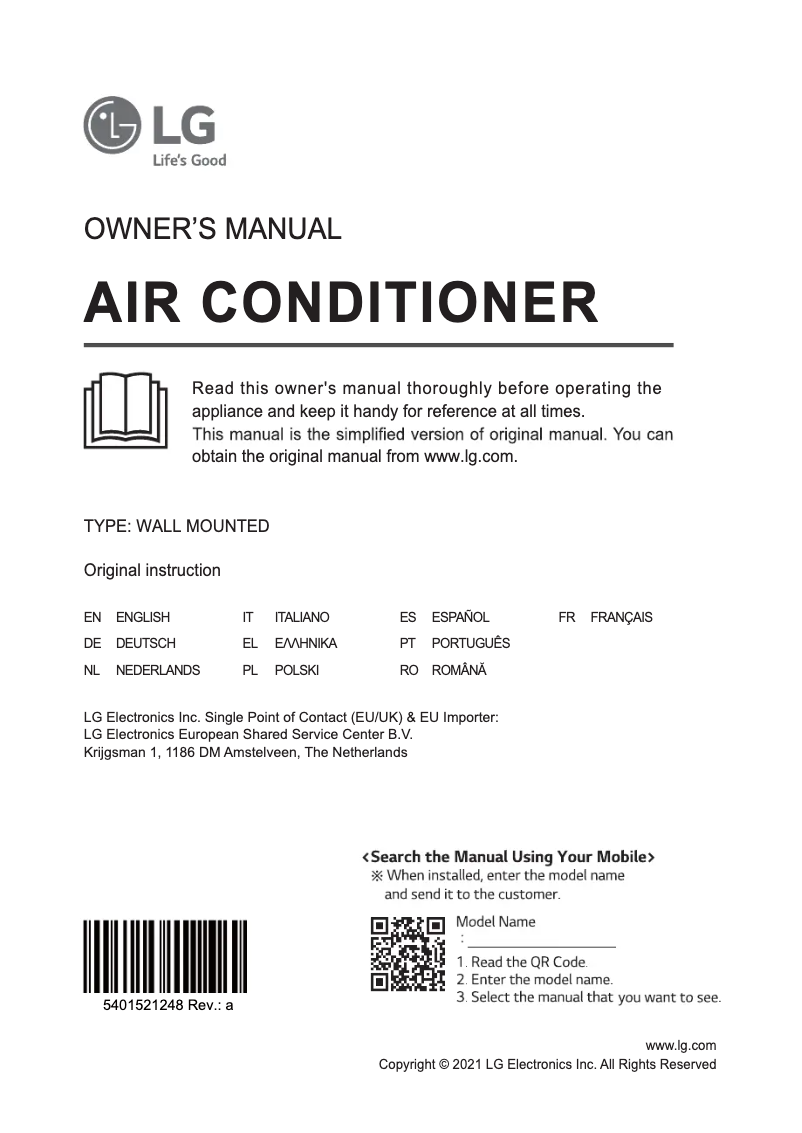 Page 1 de la notice Manuel utilisateur LG PC18SK
