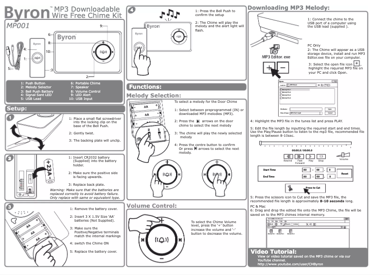 Page 1 de la notice Manuel utilisateur Byron MP001