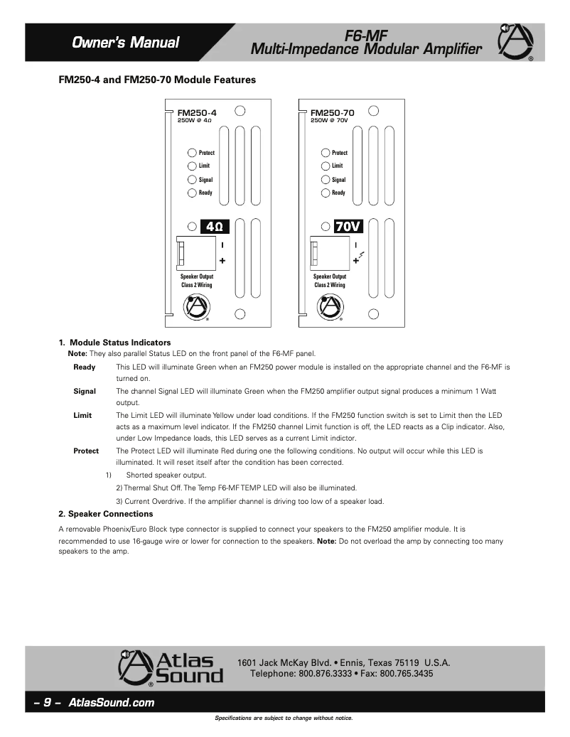 Image de la première page du manuel de l'appareil FM250-4