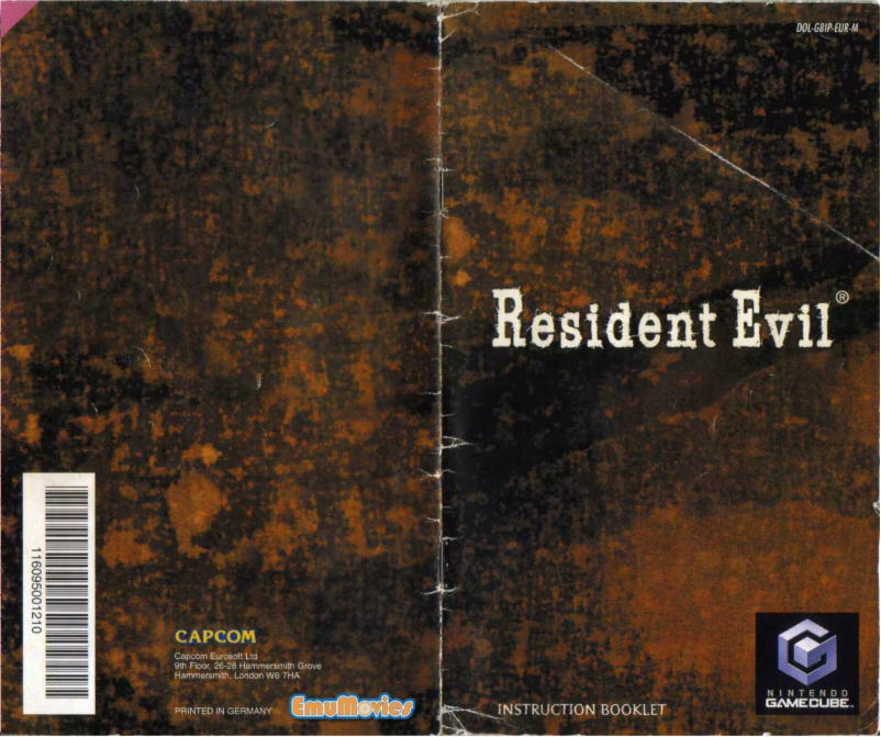 Image de la première page du manuel de l'appareil Resident Evil (GameCube)
