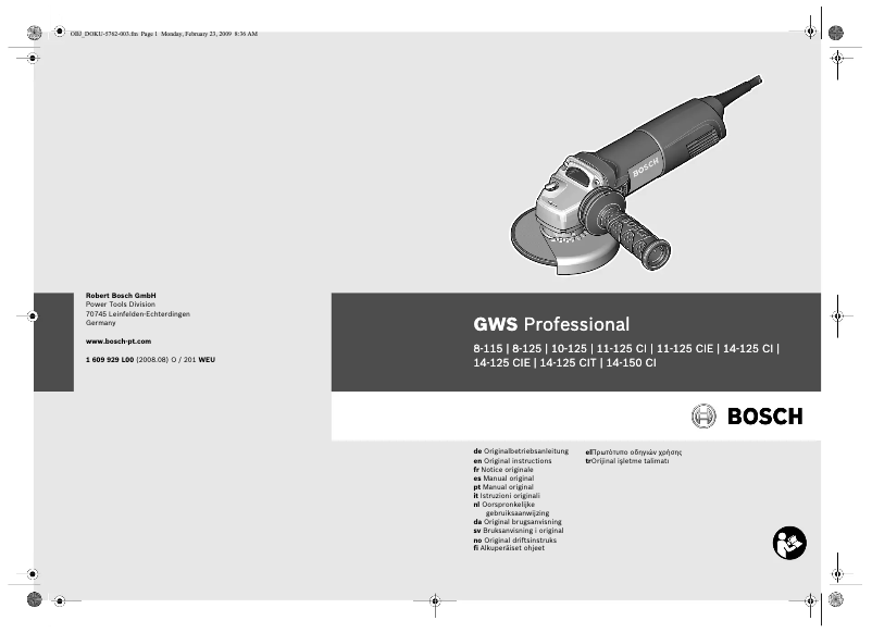 Image de la première page du manuel de l'appareil GWS 8-115