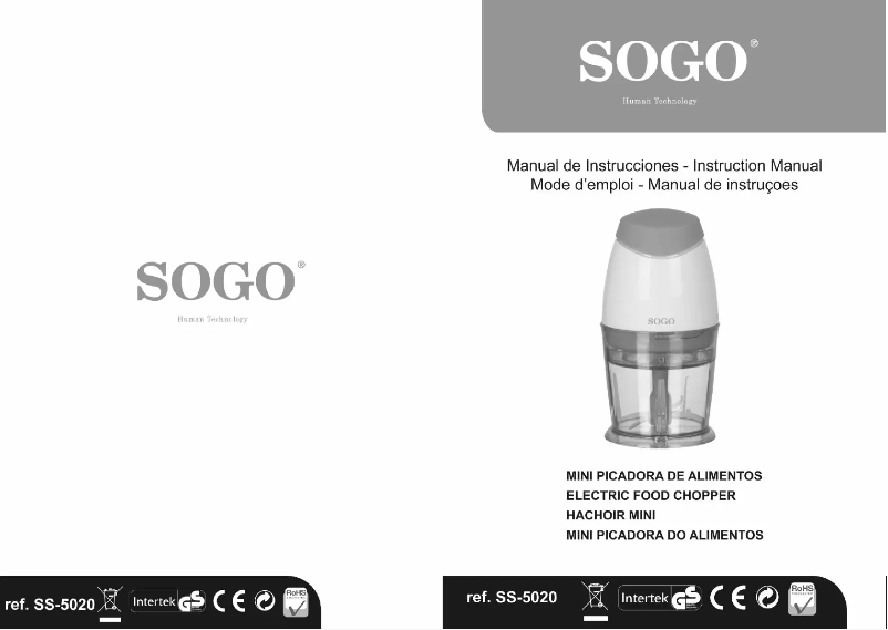 Page 1 de la notice Manuel utilisateur Sogo SS-5020