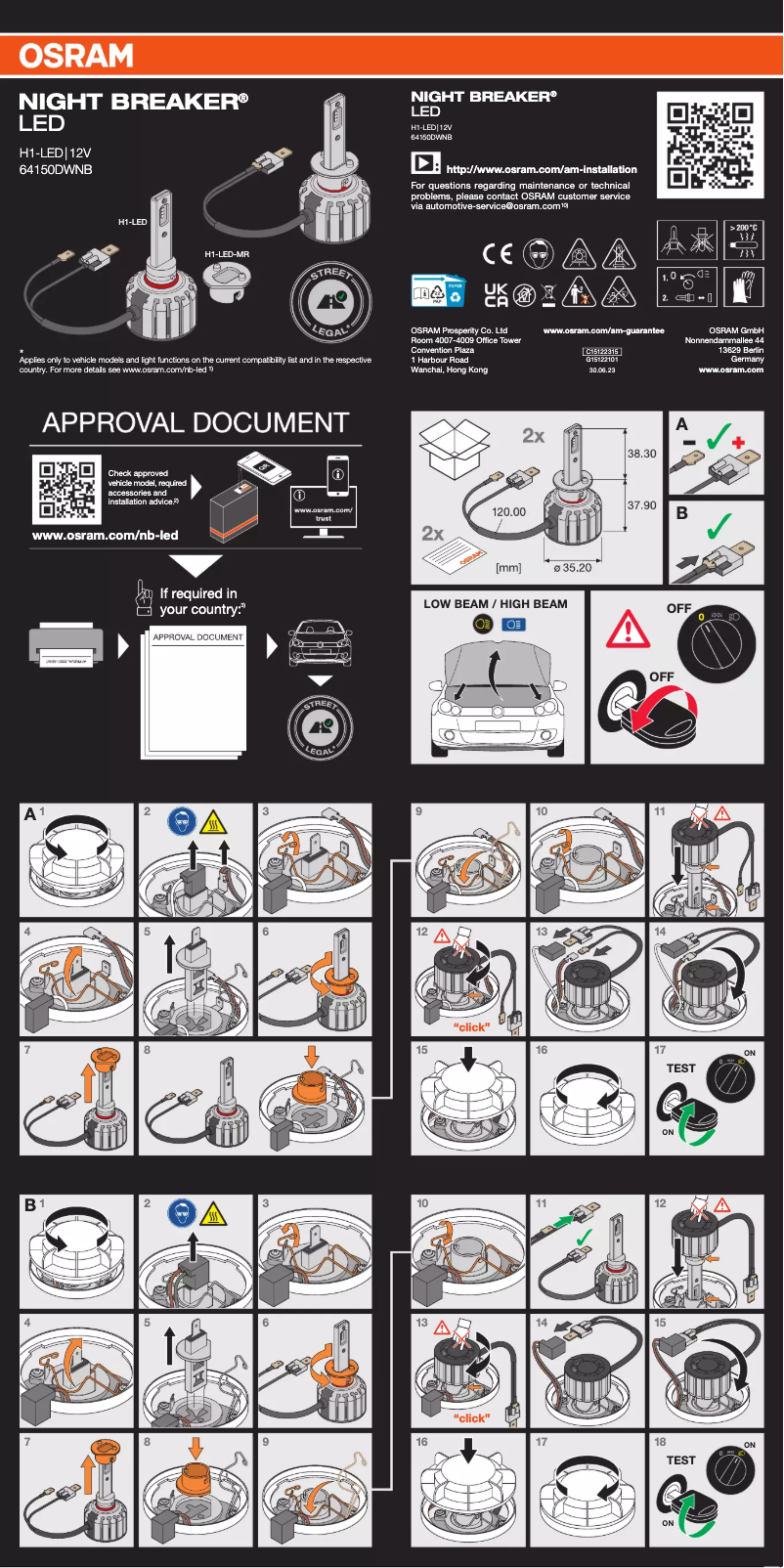 Page n°1 - Instructions / montage Osram NIGHT BREAKER H1-LED