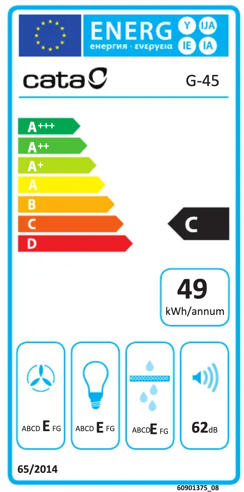 Page 1 de la notice Label énergétique CATA G45