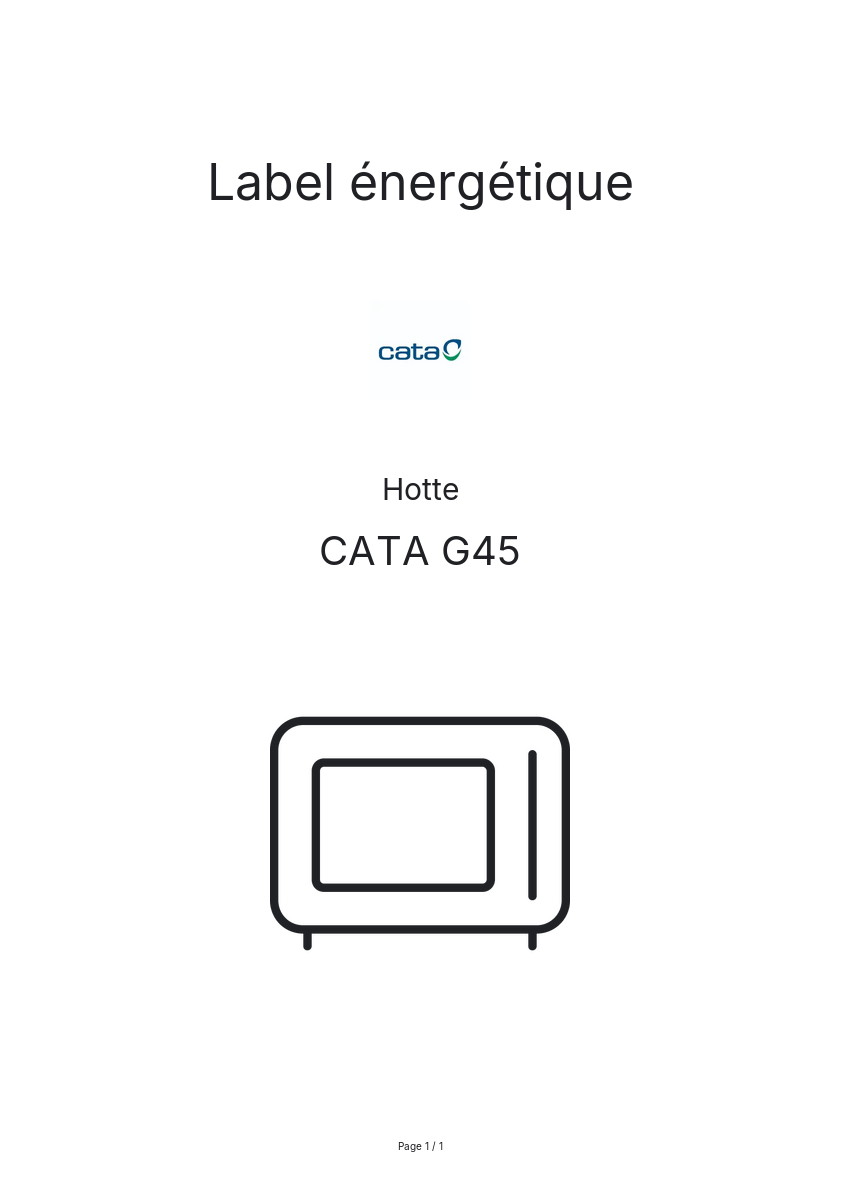 Page n°1 - Label énergétique CATA G45