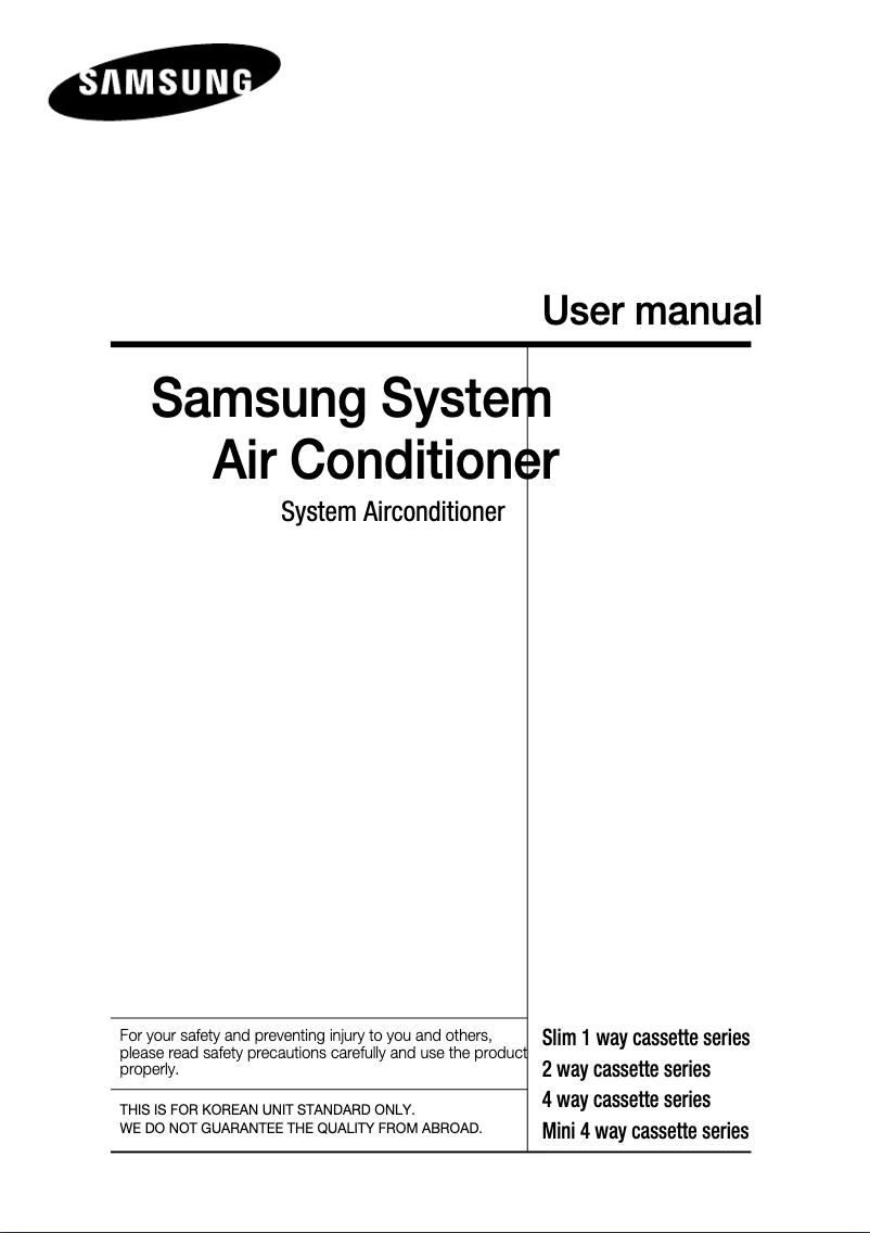 Page n°1 - Manuel utilisateur Samsung AIXCSH060B3