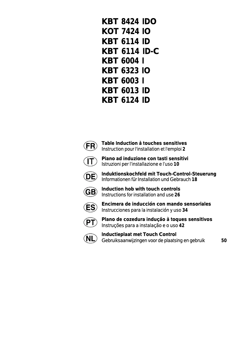 Page n°1 - Manuel utilisateur Ariston Thermo KBT 6114 ID