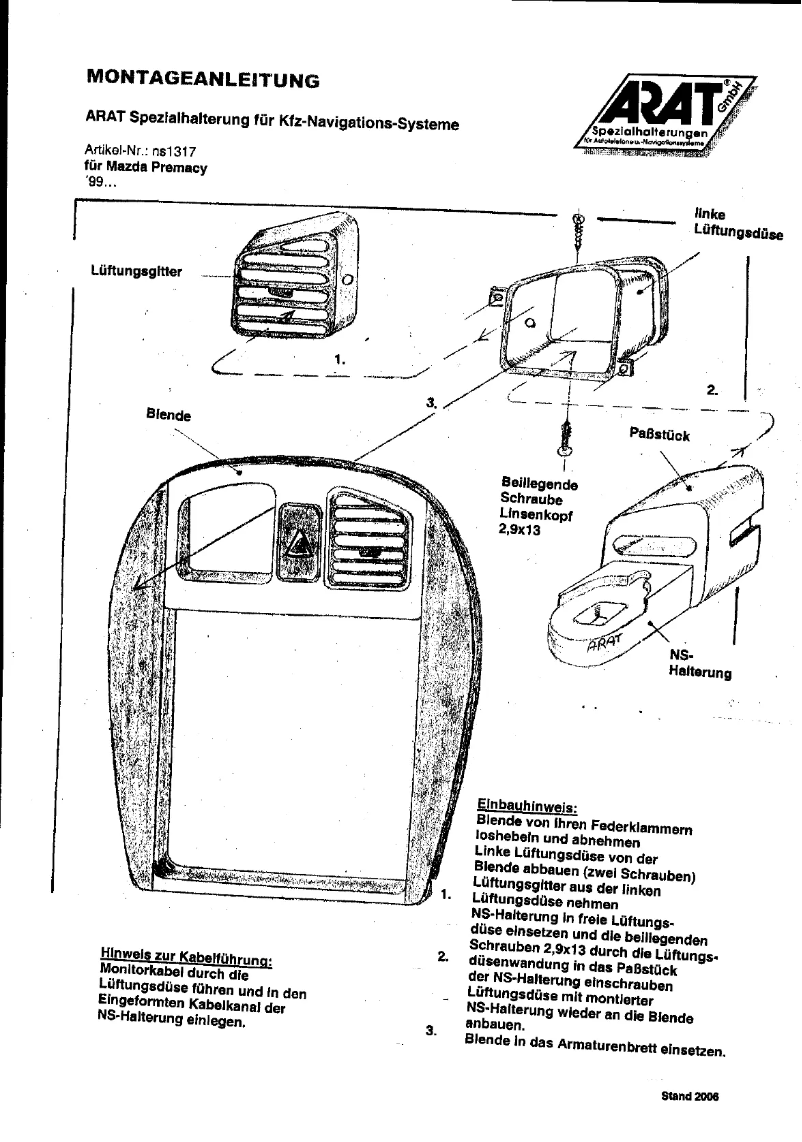 Page 1 de la notice Manuel utilisateur Arat NS1317