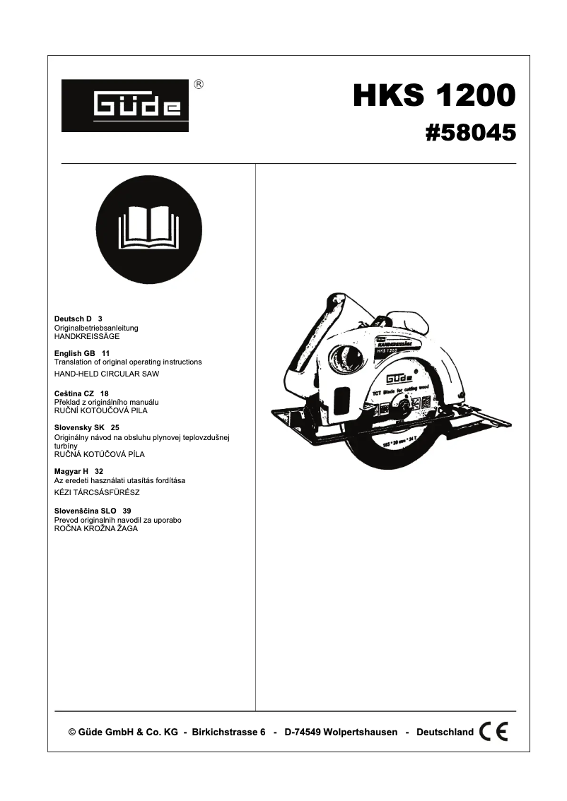 Image de la première page du manuel de l'appareil HKS 1200