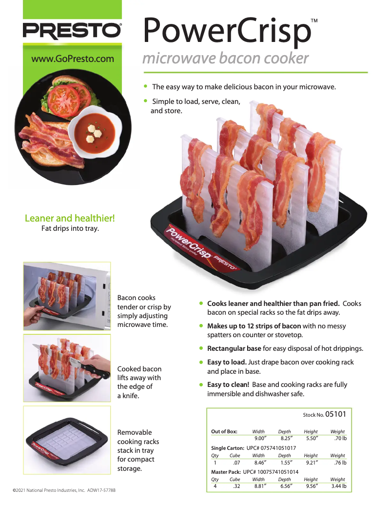 Página 1 del manual Ficha técnica Presto PowerCrisp 05101