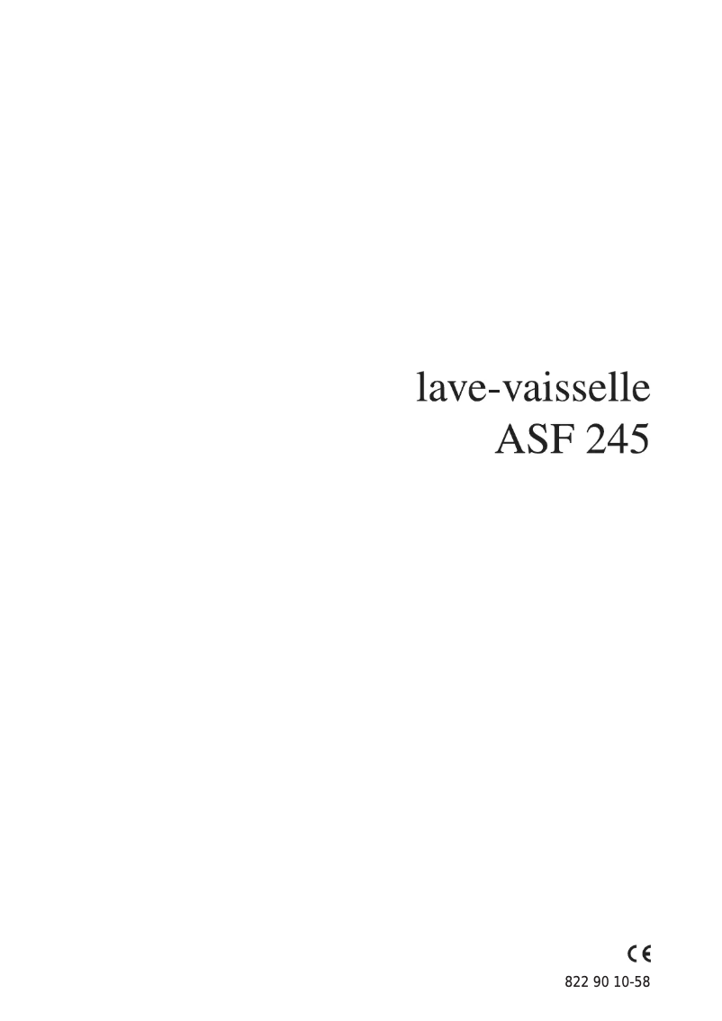 Page 1 de la notice Manuel utilisateur Arthur Martin-Electrolux ASF 245