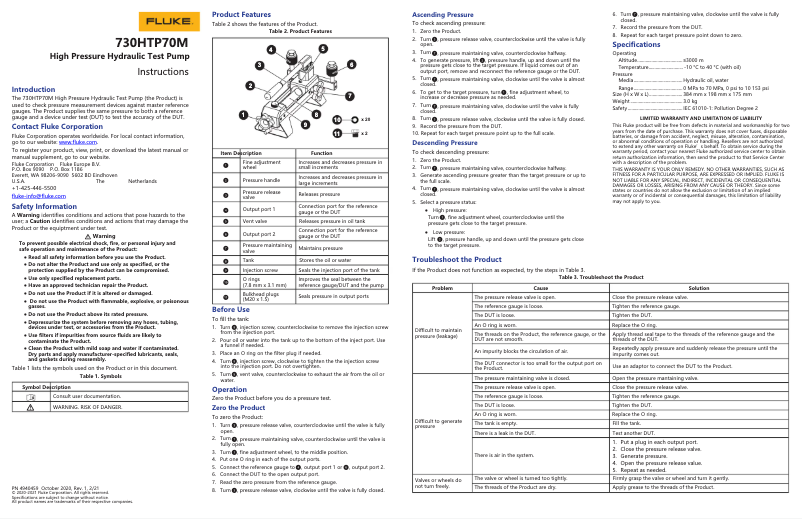 Image de la première page du manuel de l'appareil 730HTP70M