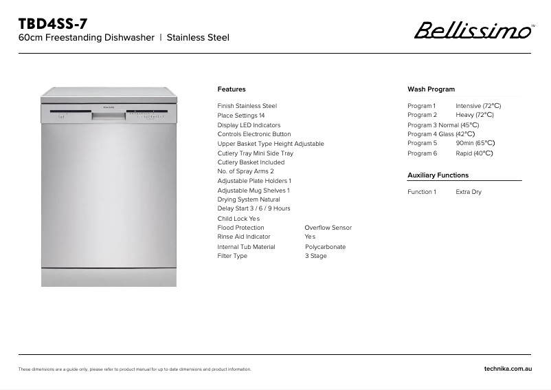 Page 1 de la notice Fiche technique Technika TBD4SS-7