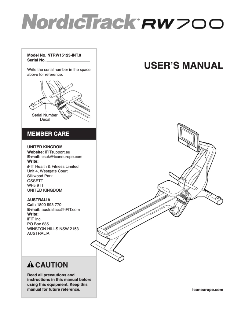 Image de la première page du manuel de l'appareil RW700