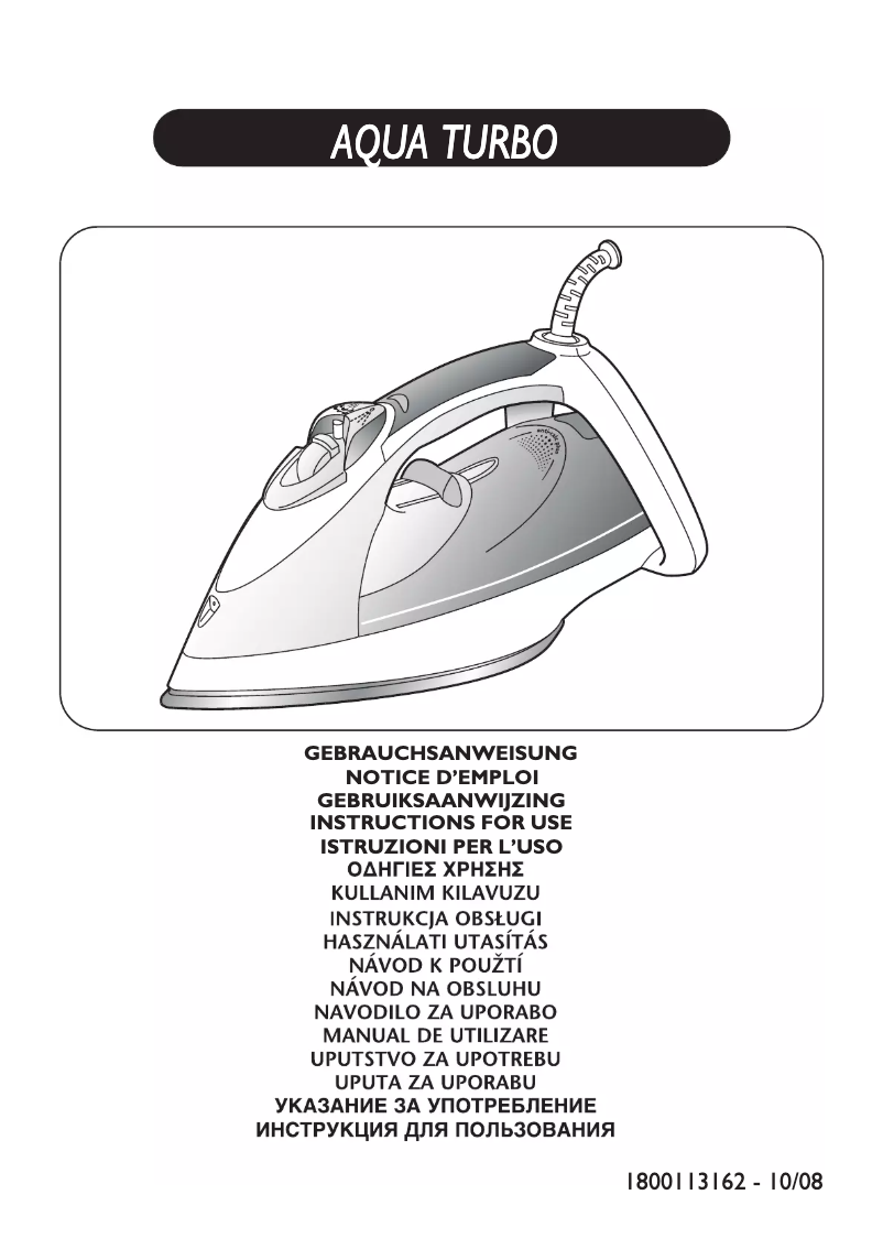 Page n°1 - Manuel utilisateur Tefal Aqua Turbo FV8216