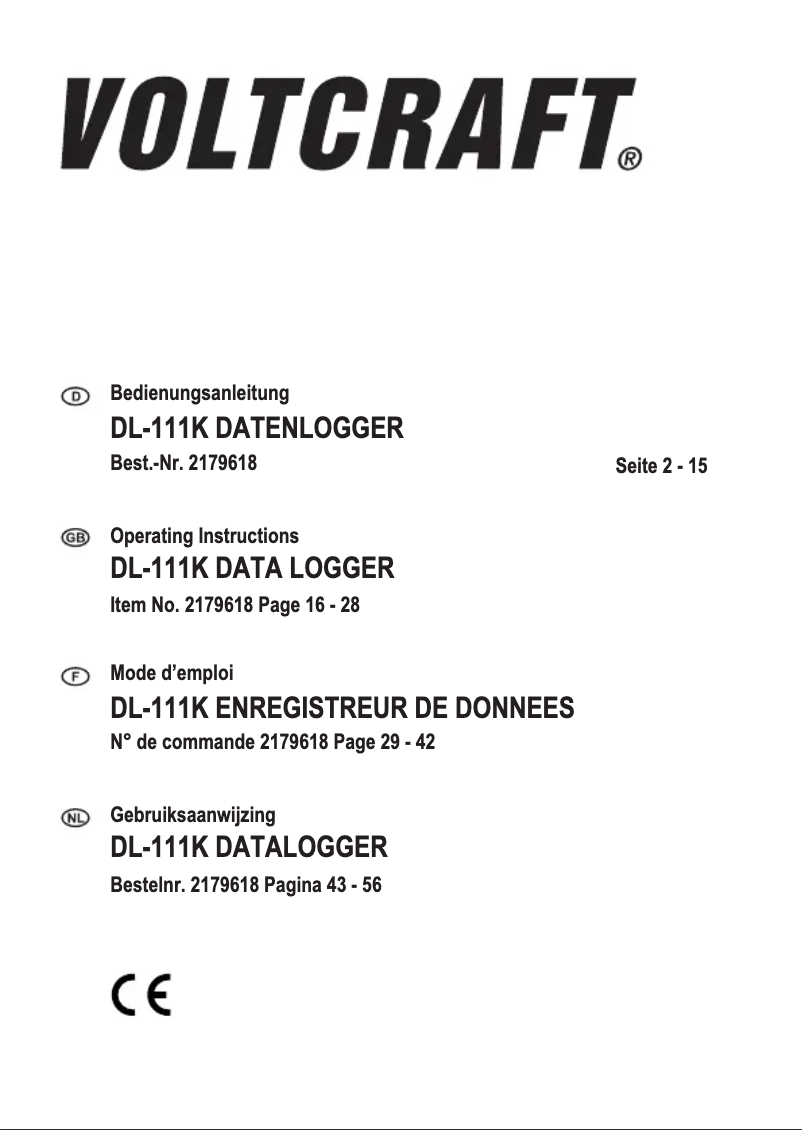 Image de la première page du manuel de l'appareil DL-111K