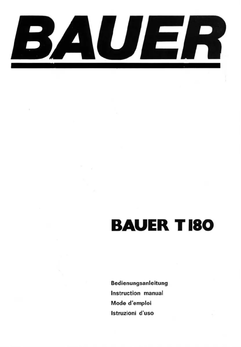 Page 1 de la notice Manuel utilisateur Bauer T180