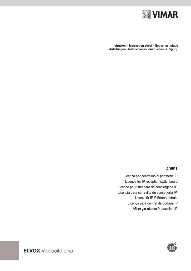 Page n°1 - Instructions / montage Vimar ELVOX 40691