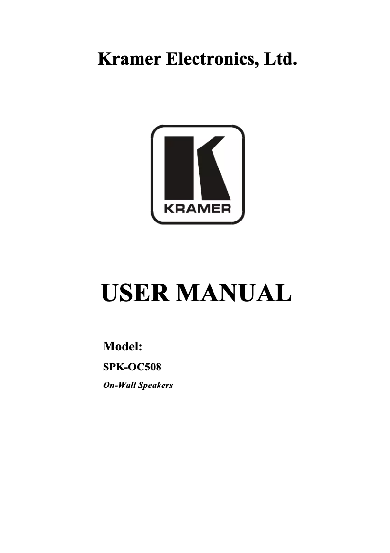 Page n°1 - Manuel utilisateur Kramer SPK-OC508