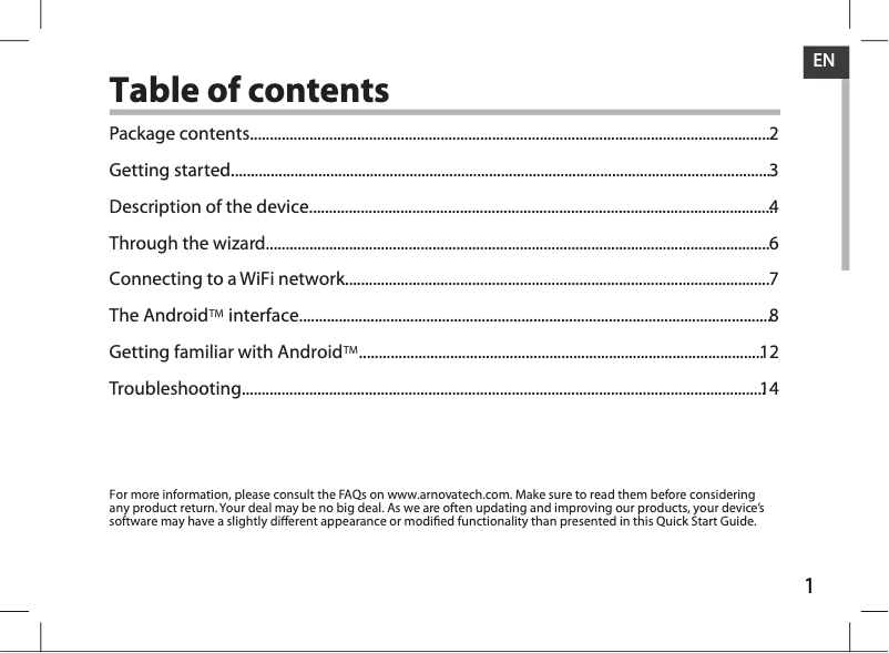 Page n°1 - Manuel utilisateur Arnova 7i G3