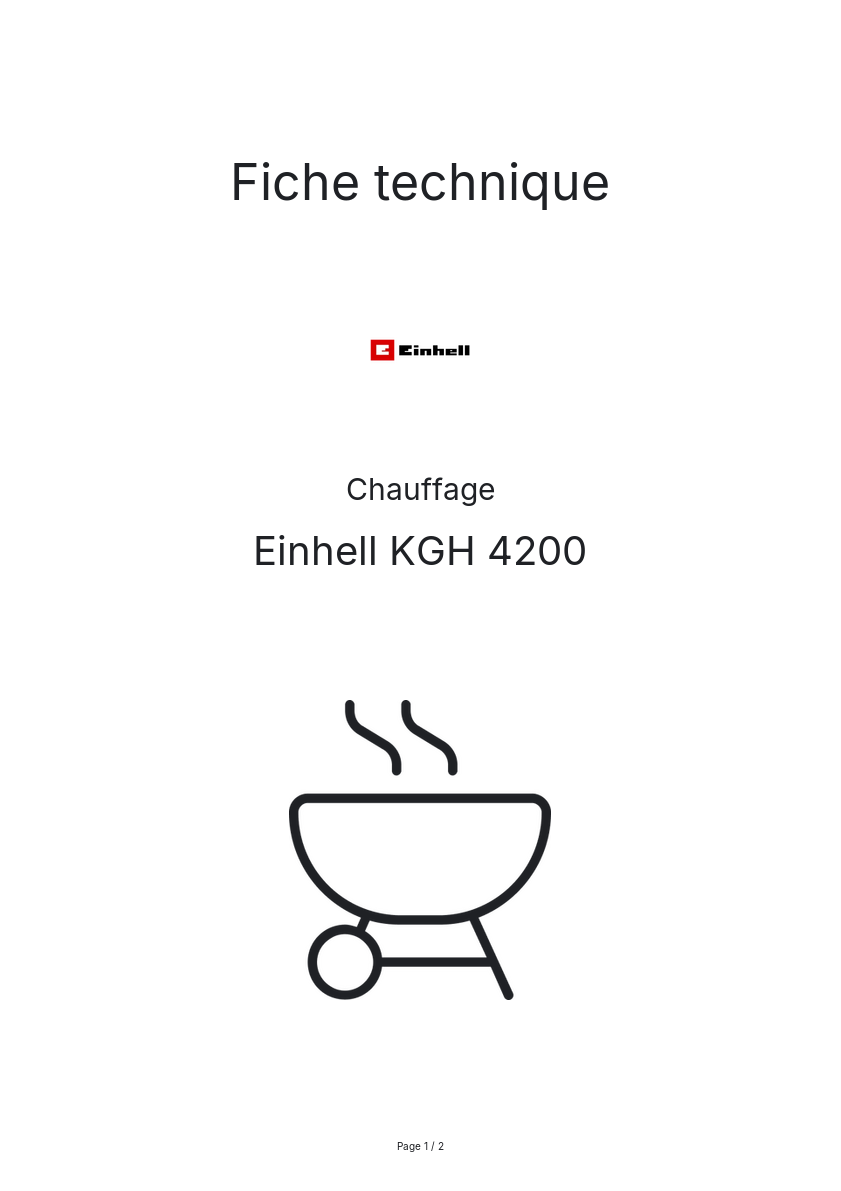Page n°1 - Fiche technique Einhell KGH 4200