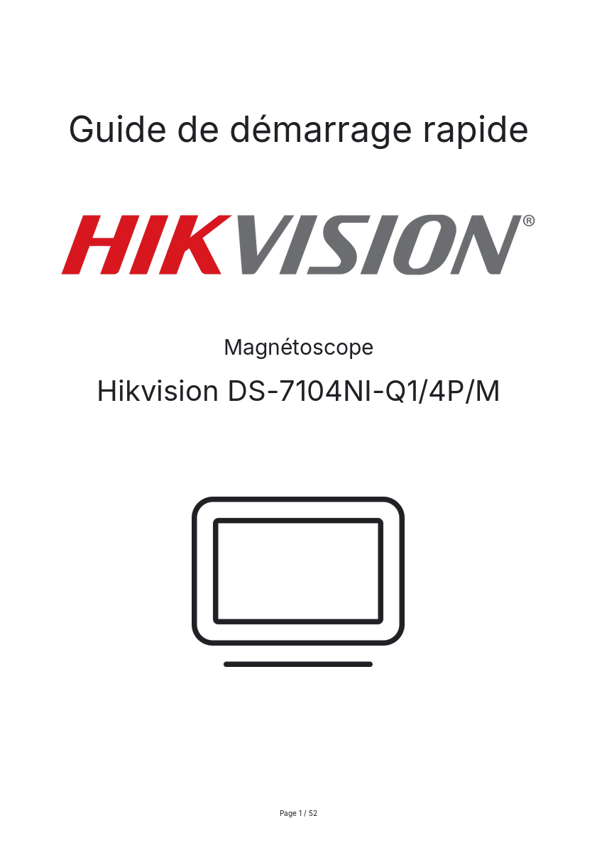Image de la première page du manuel de l'appareil DS-7104NI-Q1/4P/M