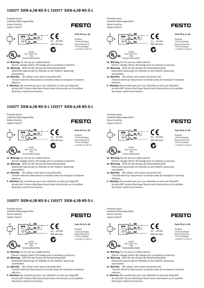 Page 1 de la notice Manuel utilisateur Festo SIEN-6,5B-NS-S-L