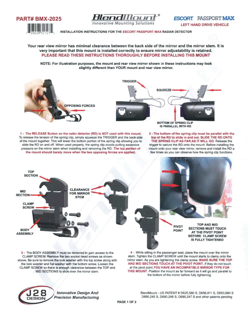 Image de la première page du manuel de l'appareil BMX-2025