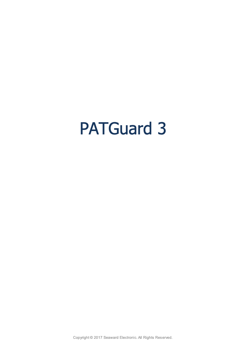 Page 1 de la notice Manuel utilisateur Seaward PATGuard 3