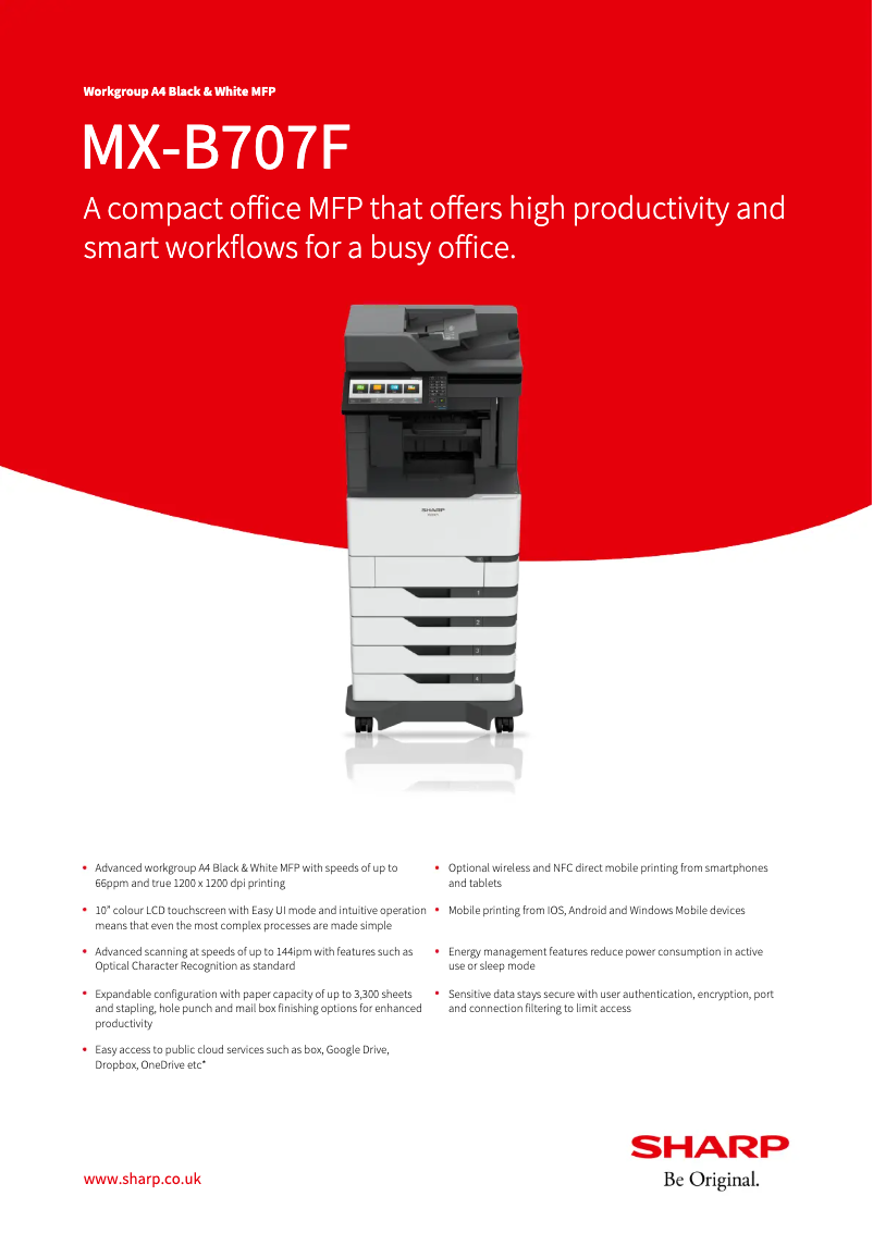 Page n°1 - Fiche technique Sharp MX-B707F